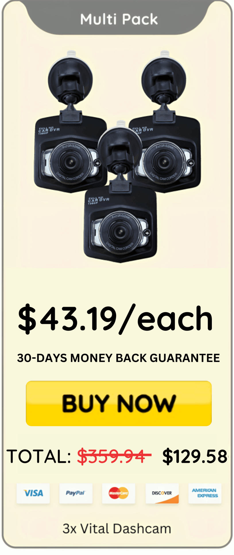 Vital Dash Cam offer price 